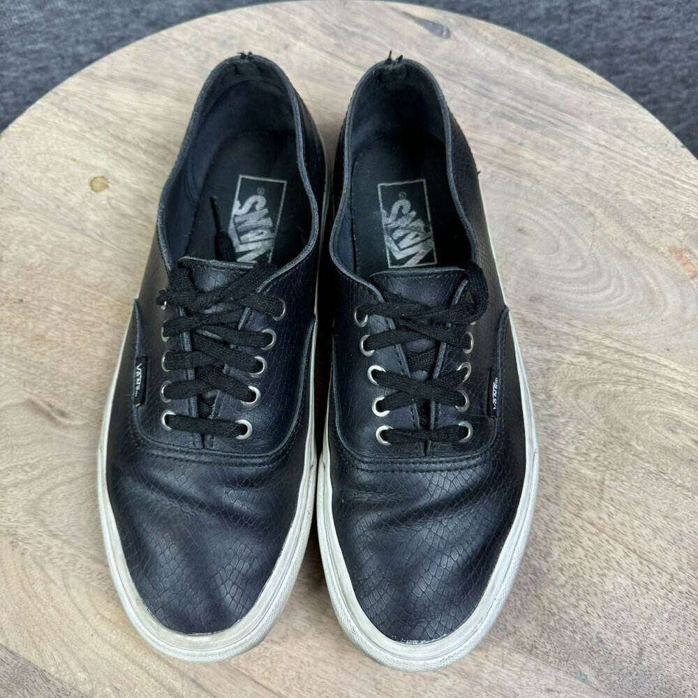Vans Authentic Decon Snake Skin Black Leather Sneakers Size‎ Men 7 Women 8.5